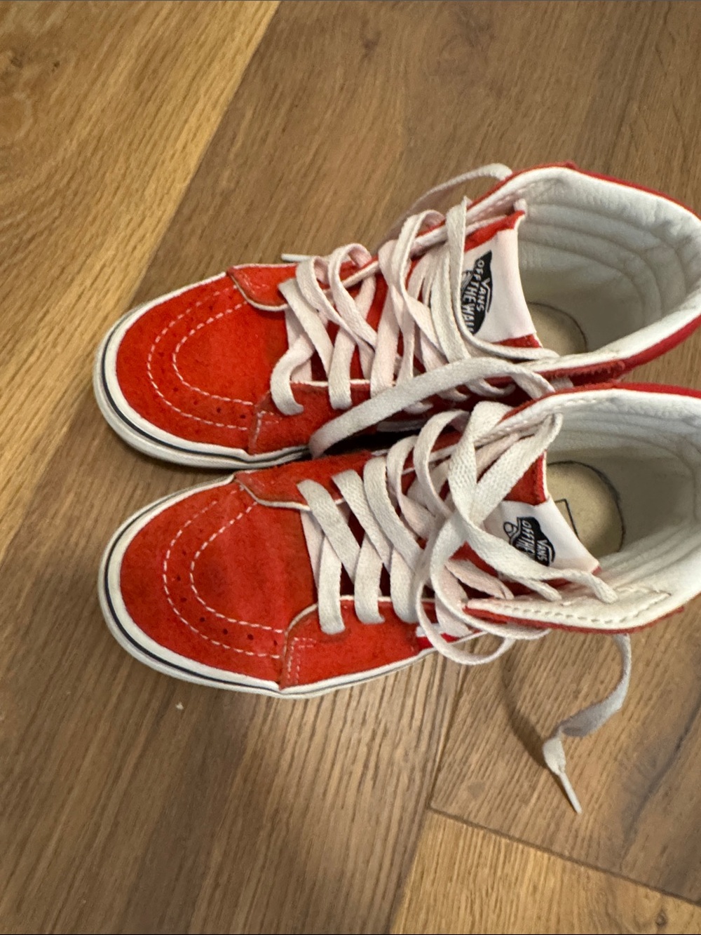 Vans Kids Red Suede High-Top Sneakers with White Trim